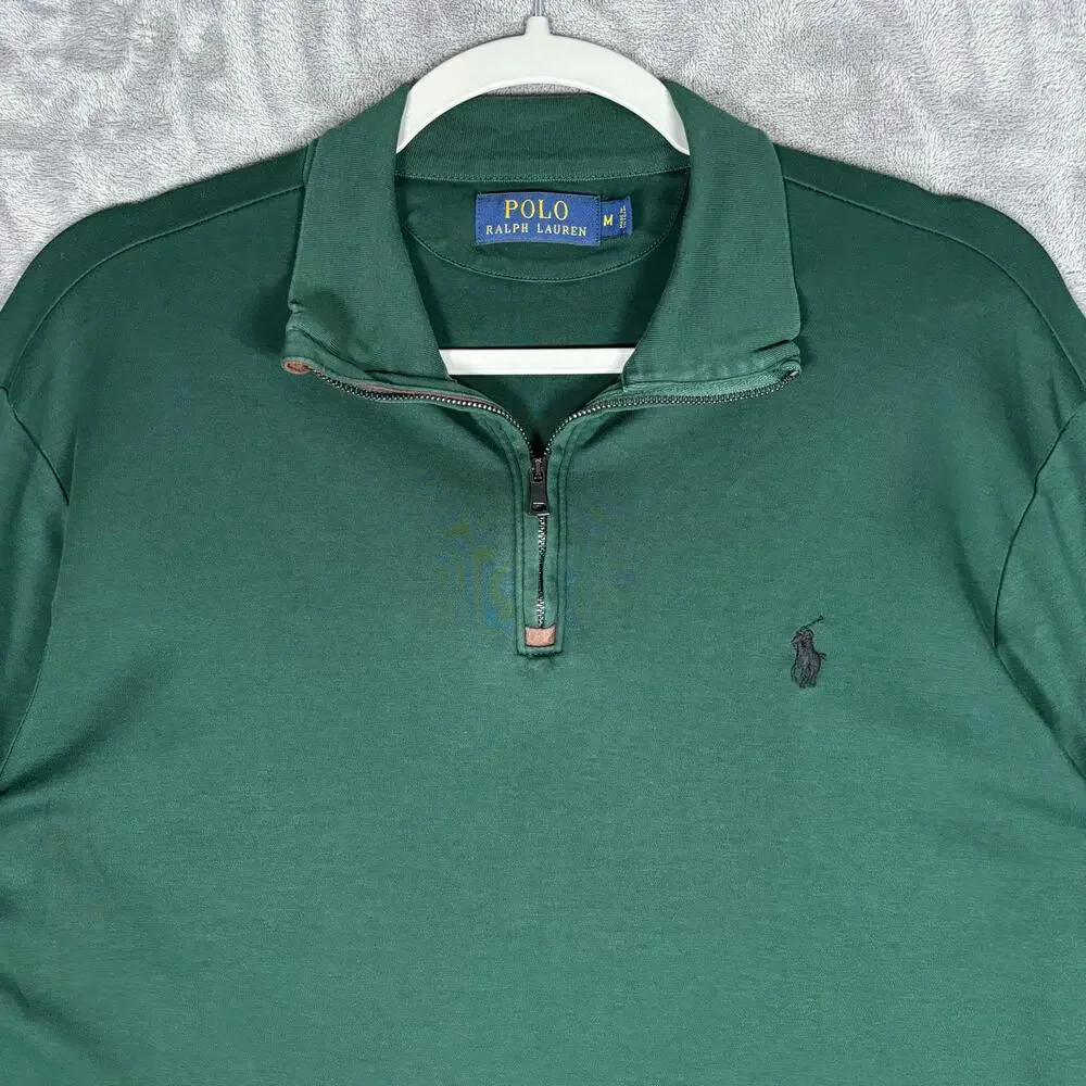 Men’s Polo Ralph Lauren Green Quarter Zip Cotton Pullover Medium